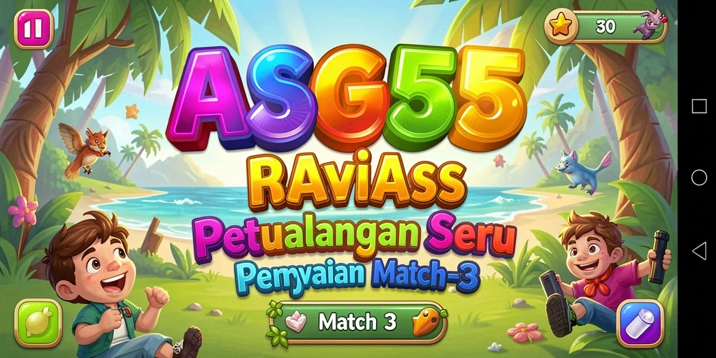Tampilan gameplay seru dan penuh warna dalam ASG55 match-3.