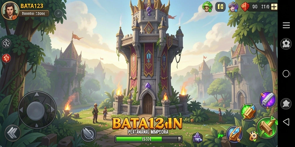 Tangkapan layar BATA123 menampilkan pertempuran seru Tower Defense.
