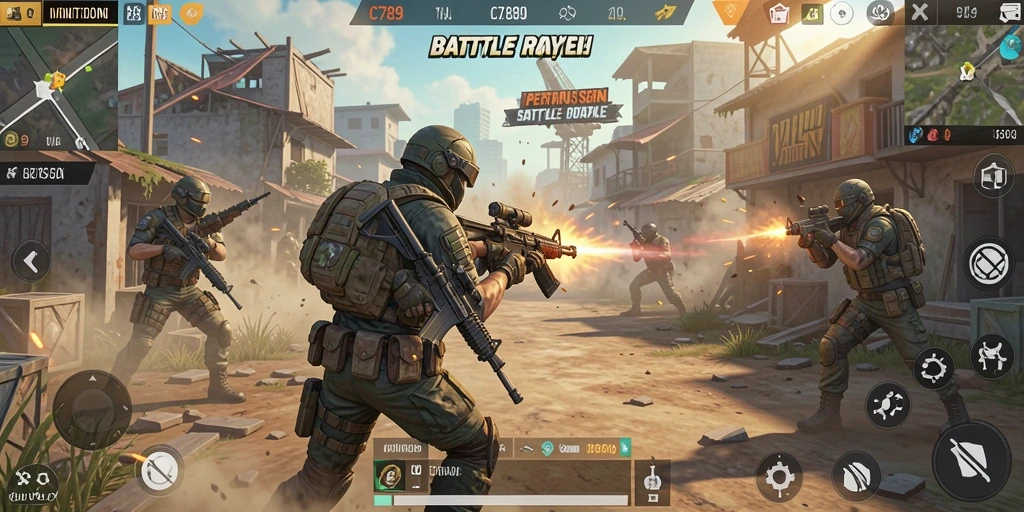 Tangkapan layar menunjukkan aksi mendebarkan di game Battle Royale.