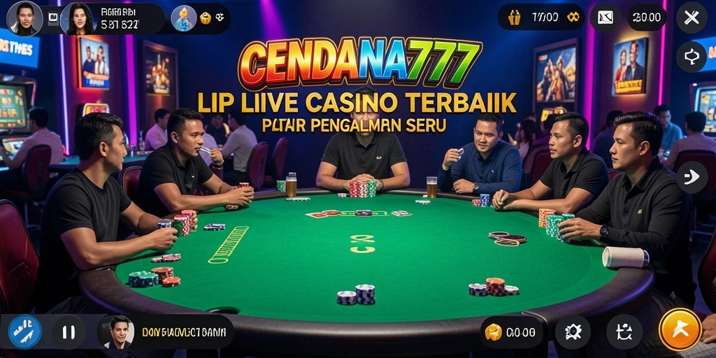 Tampilan gameplay CENDANA777 dengan dealer langsung dan meja permainan.