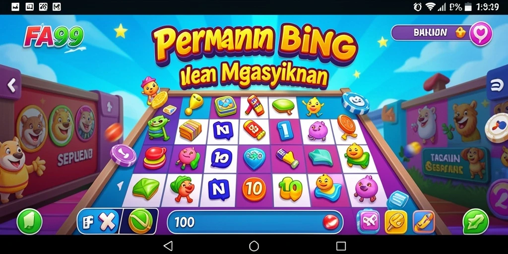 Tampilan utama FA99 menunjukkan gameplay Bingo yang menyenangkan dan interaktif.