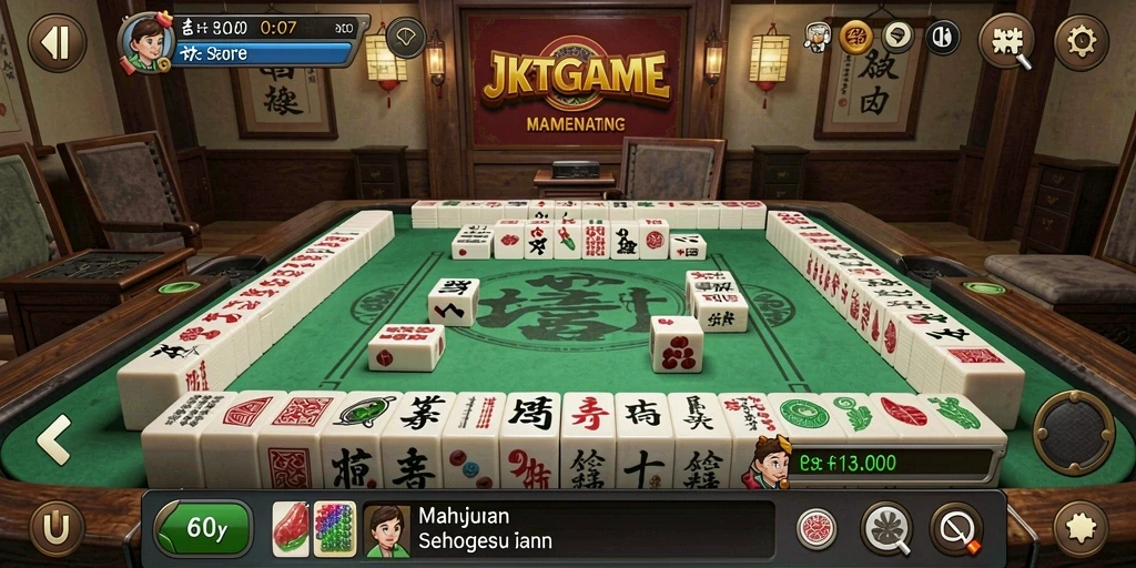 Tampilan gameplay JKTGAME dengan berbagai level Mahjong yang menantang.
