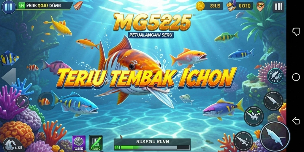 Tampilan gameplay seru dalam MG525 dengan aksi tembak ikan yang mendebarkan.