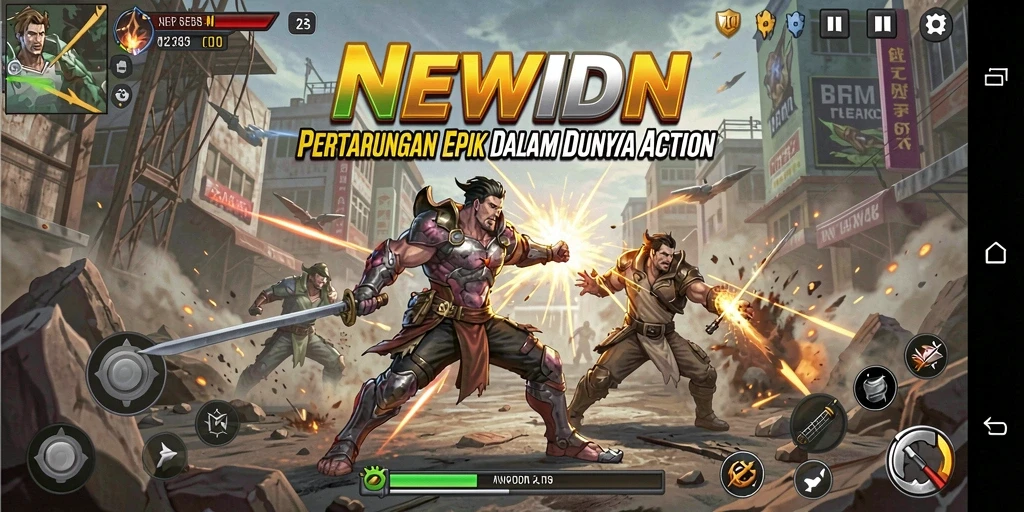 Tampilan aksi seru dalam gameplay NEWIDN yang menarik.