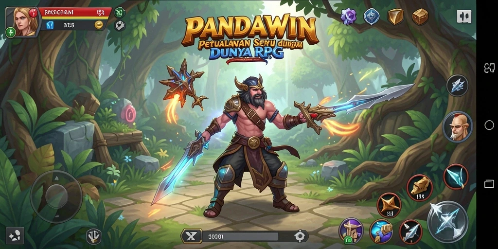 Tampilan gameplay seru saat berpetualang di dunia RPG PANDAWIN.