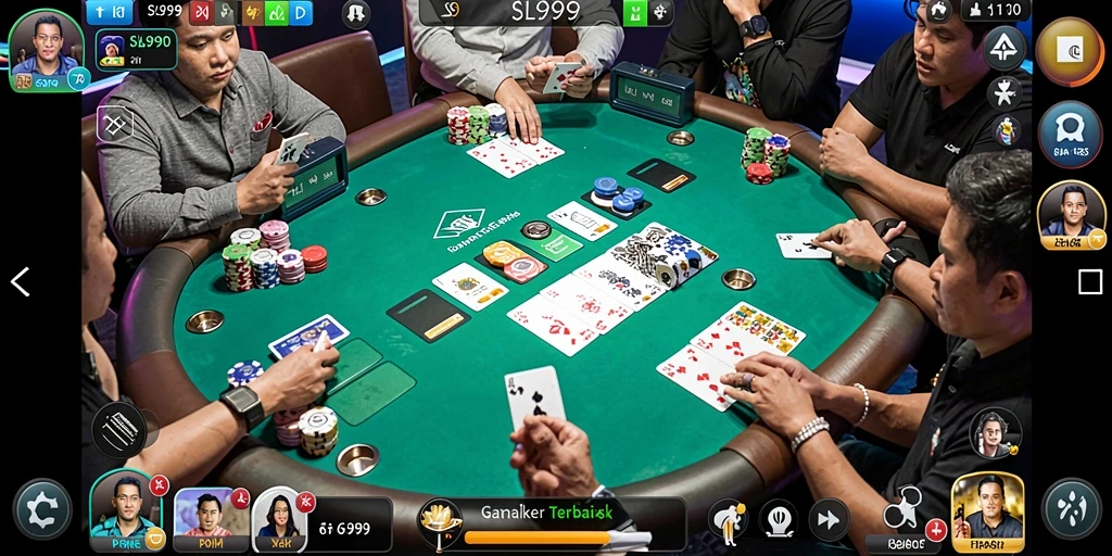 Tampilan gameplay Poker yang menegangkan di SL999.