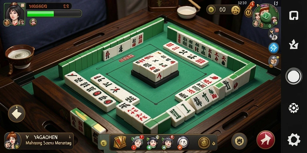 Tampilan permainan YAGAOHEN dengan grafis Mahjong yang menarik.
